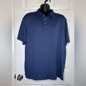 PGA Tour Men's Navy Blue Micro-Pattern Polo
